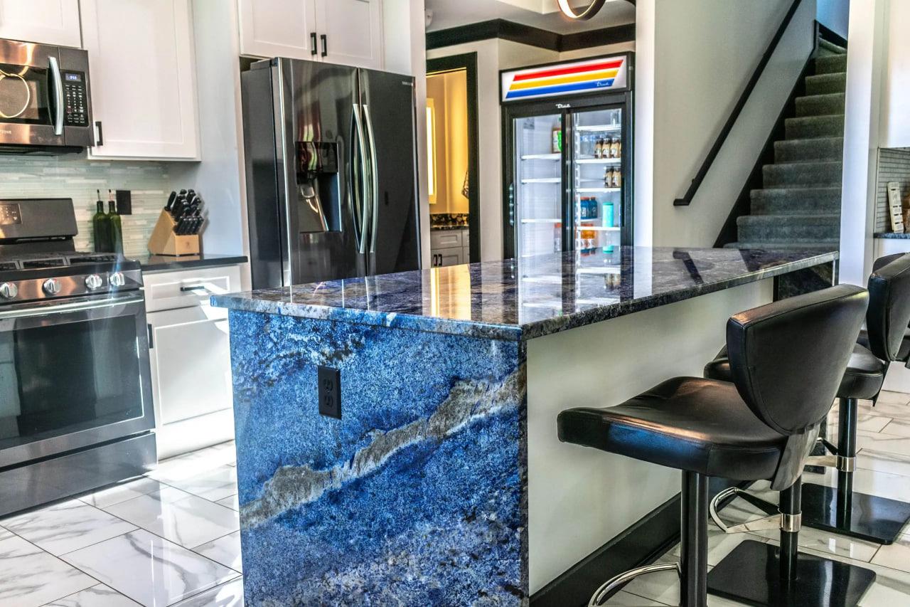 Blue Bahia Granite Kitchen Island