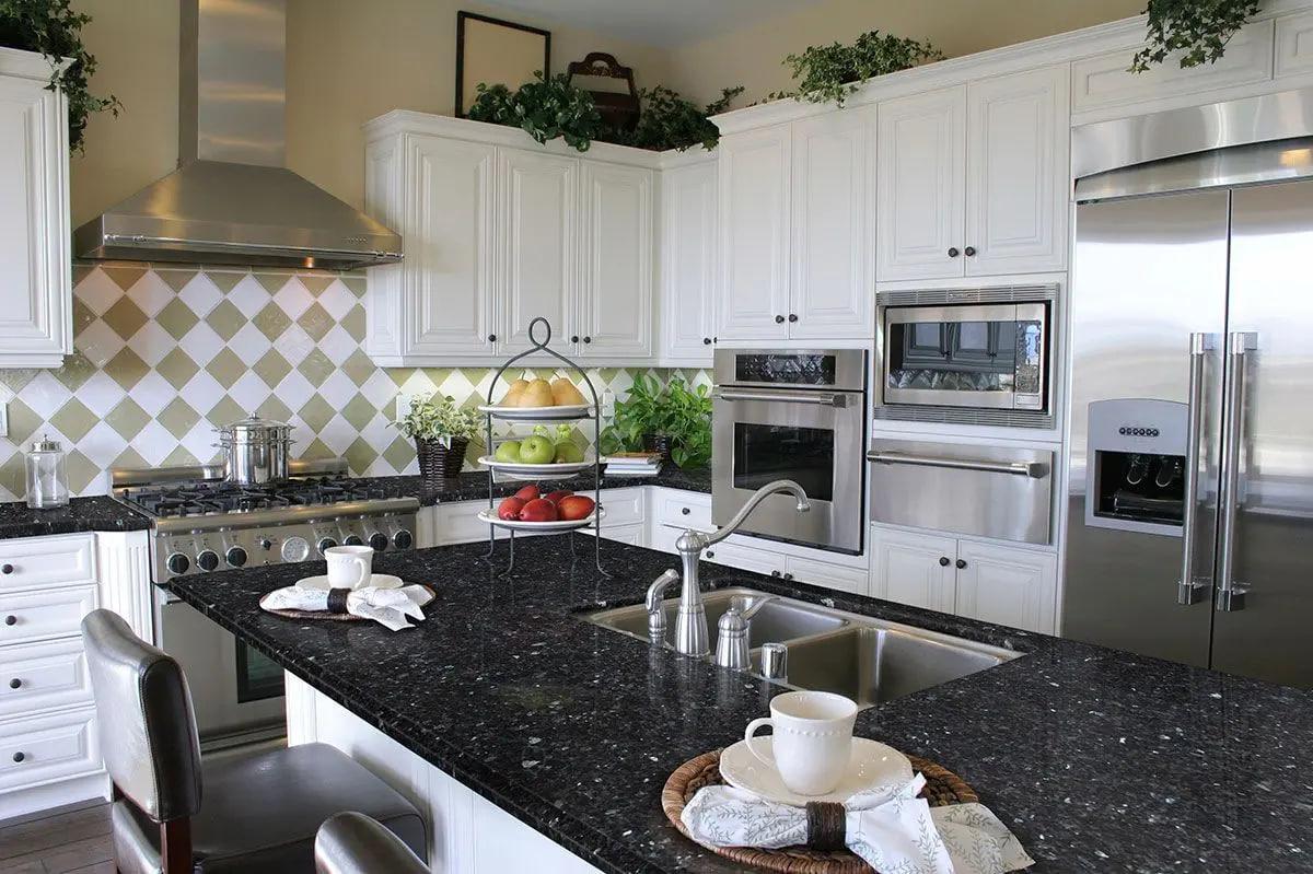 Blue Flower Granite Kitchen Island