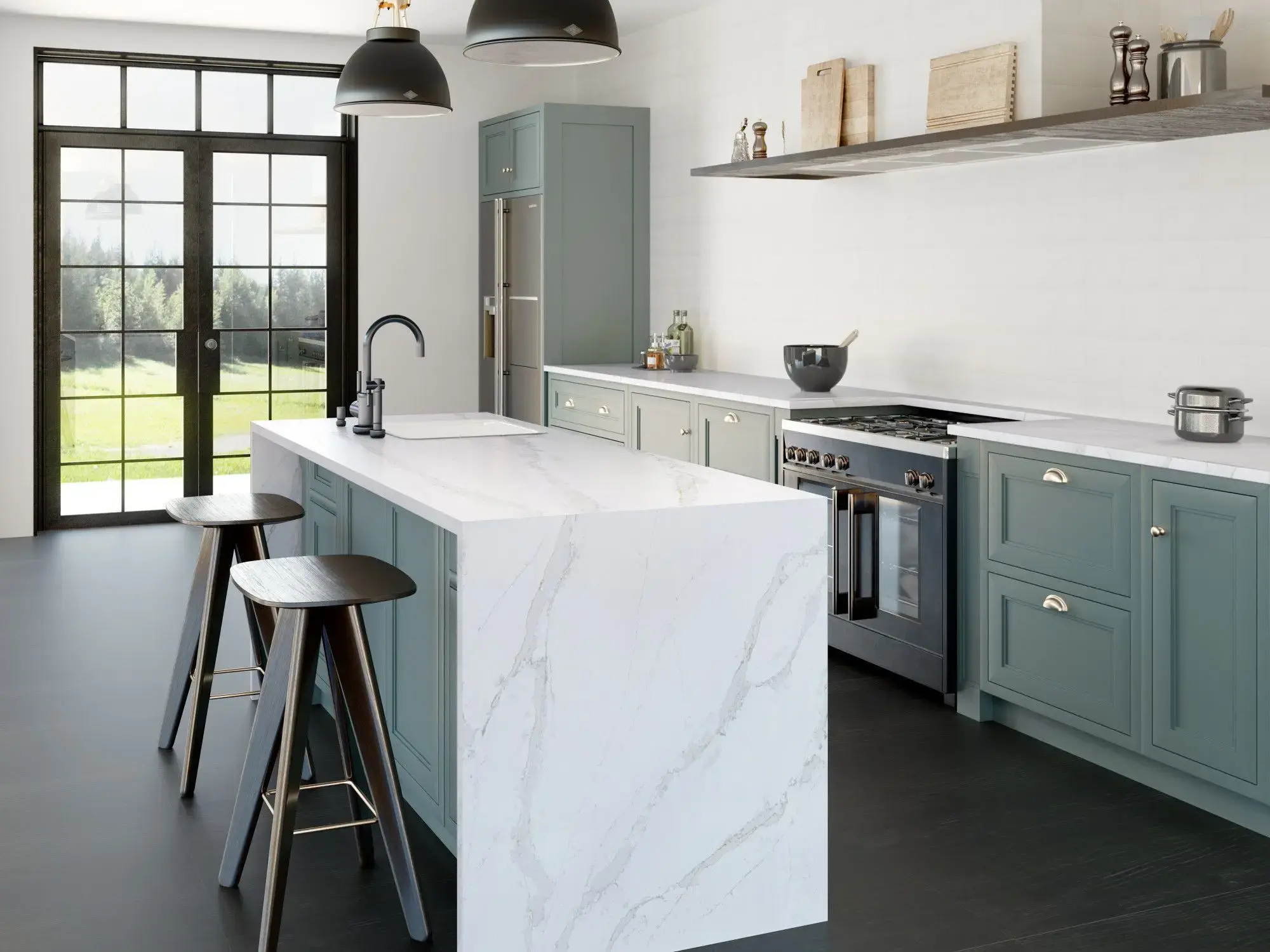 Et Calacatta Gold Quartz Kitchen Island