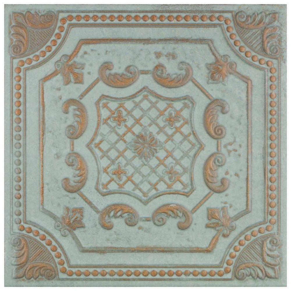 Embossed Green Ceramic Tile Image