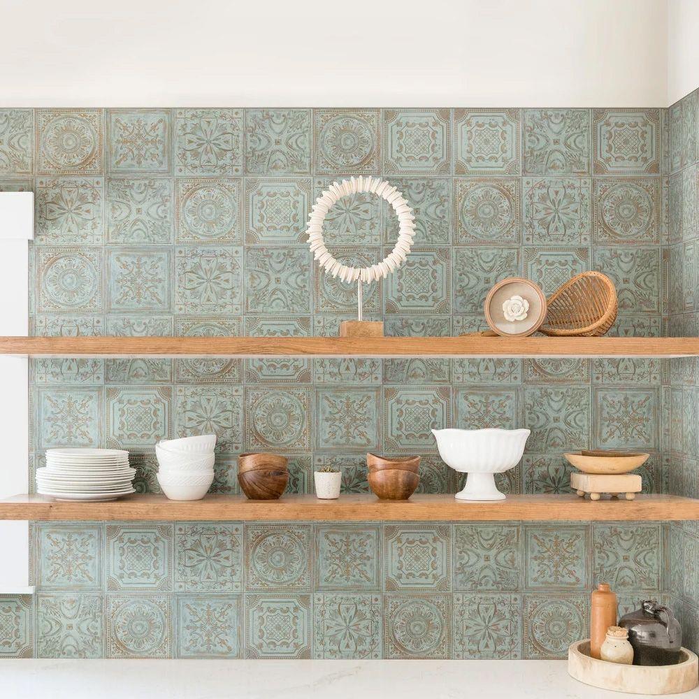Embossed Green Ceramic Tile Image