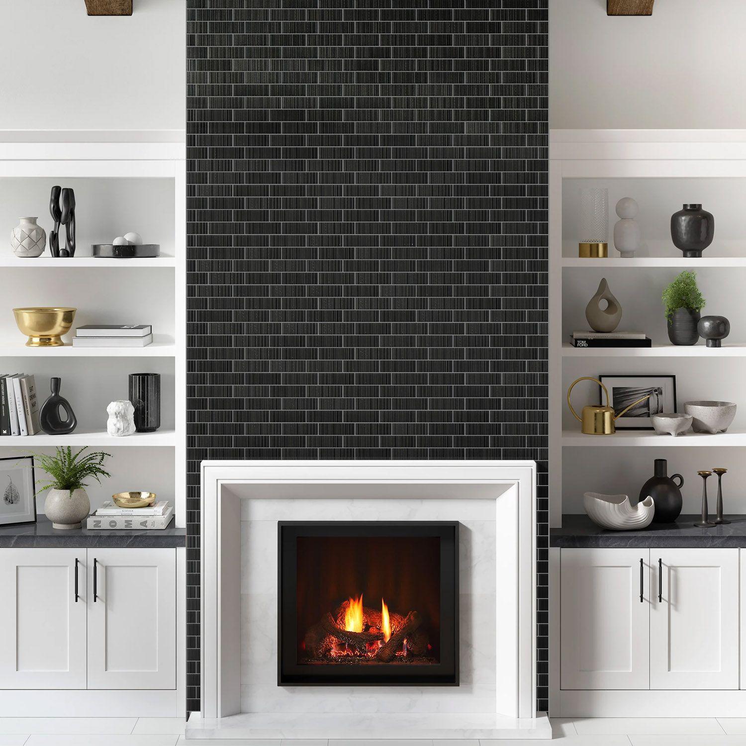 Ornami Black Subway Mosaic Tile Image