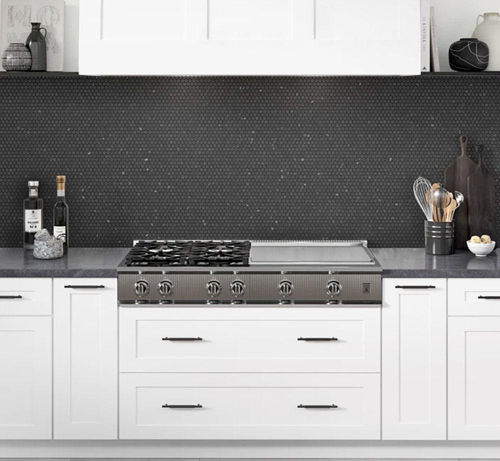 Black Glazed Porcelain Penny Tile Tile Image