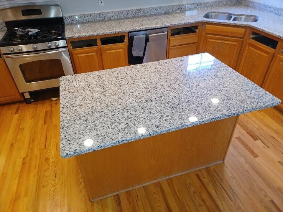 Luna Pearl Granite Kitchen Countertops and Island