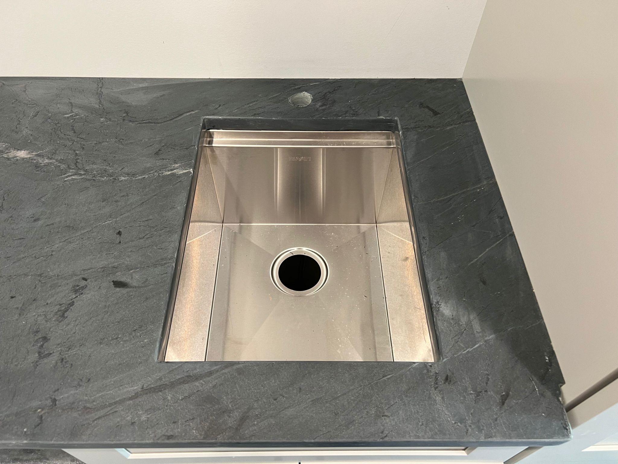 Black Soapstone Countertop and Sink