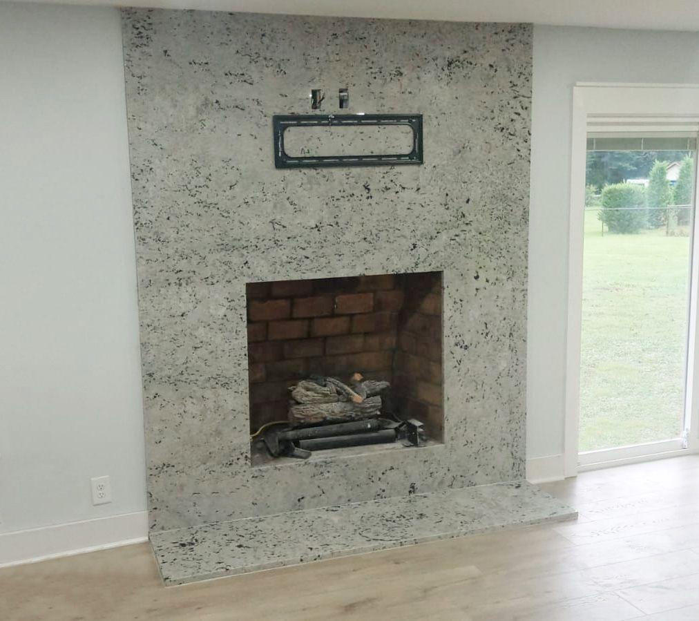 Colonial White Granite Fireplace